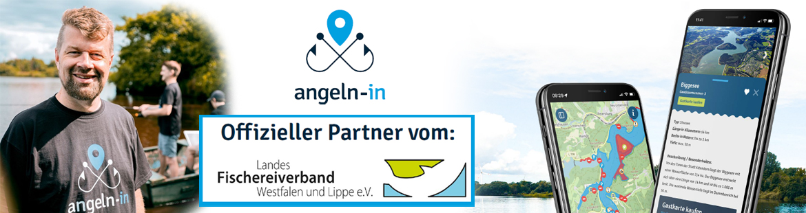 Banner zur ANGELN-IN App mit Mockups
