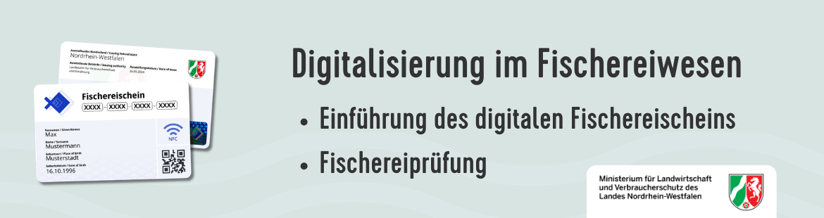 Banner zur Digitalisierung der Fischereischeins in NRWA